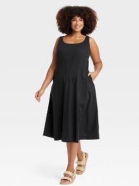 a new day Black Sleeveless Midi Dress with Pockets